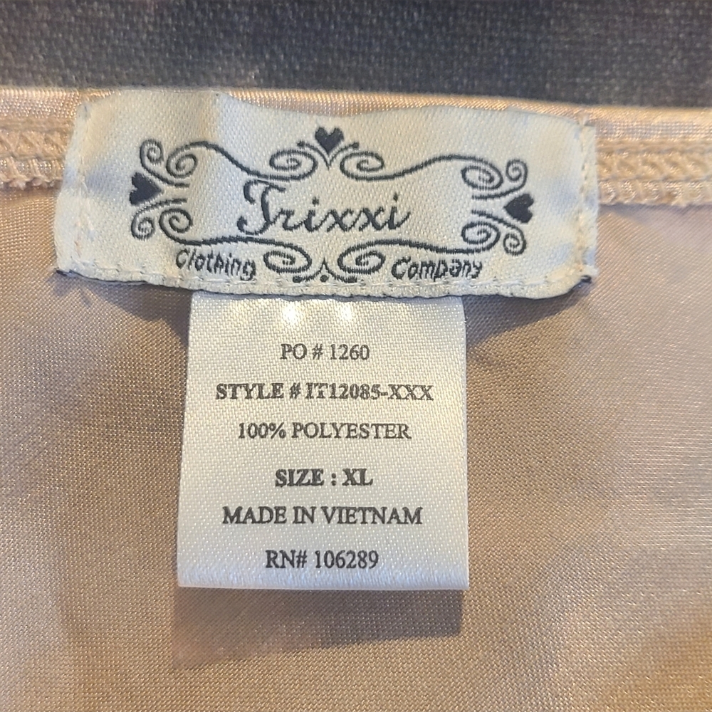 Trixxi: Satin, Lace and Velvet Sleeveless Top in Gold and Taupe Tones - Picture 5 of 10